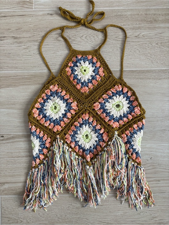 Free People Tops - Free People Summer of Love Crochet Halter Top Tank Top Boho Floral Medium Large